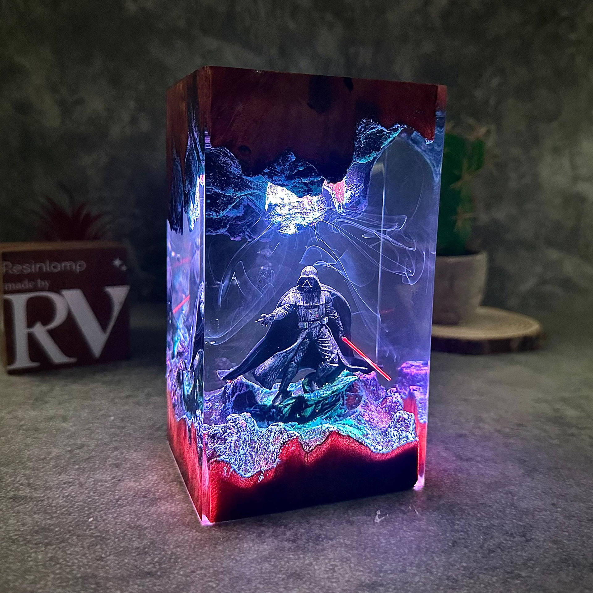 Handmade Resin Darth Vader Lamp | Custom Epoxy Diorama Light 3 Handmade Resin Darth Vader Lamp | Custom Epoxy Diorama Light - Image 3