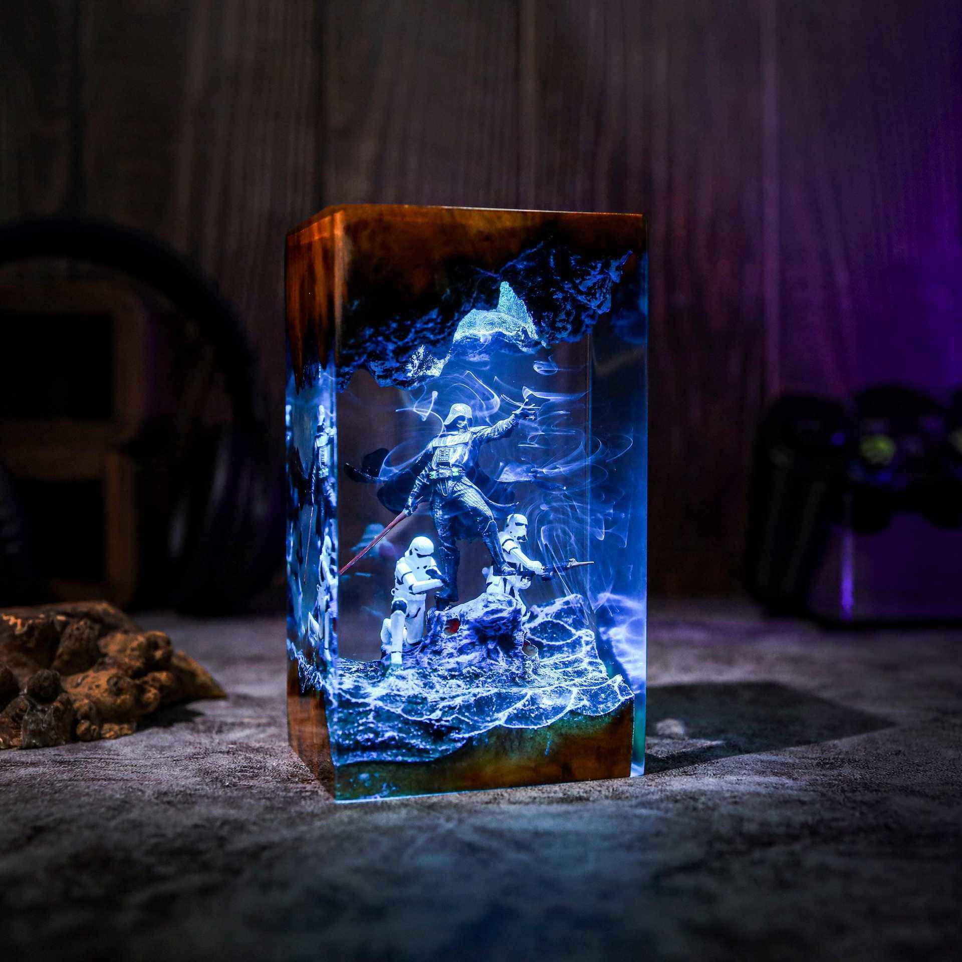 Darth Vader Stormtrooper Resin Lamp Handmade | Diorama Light 2 Darth Vader Stormtrooper Resin Lamp Handmade | Diorama Light - Image 2